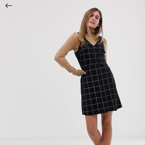 Black and white plaid jumper dress